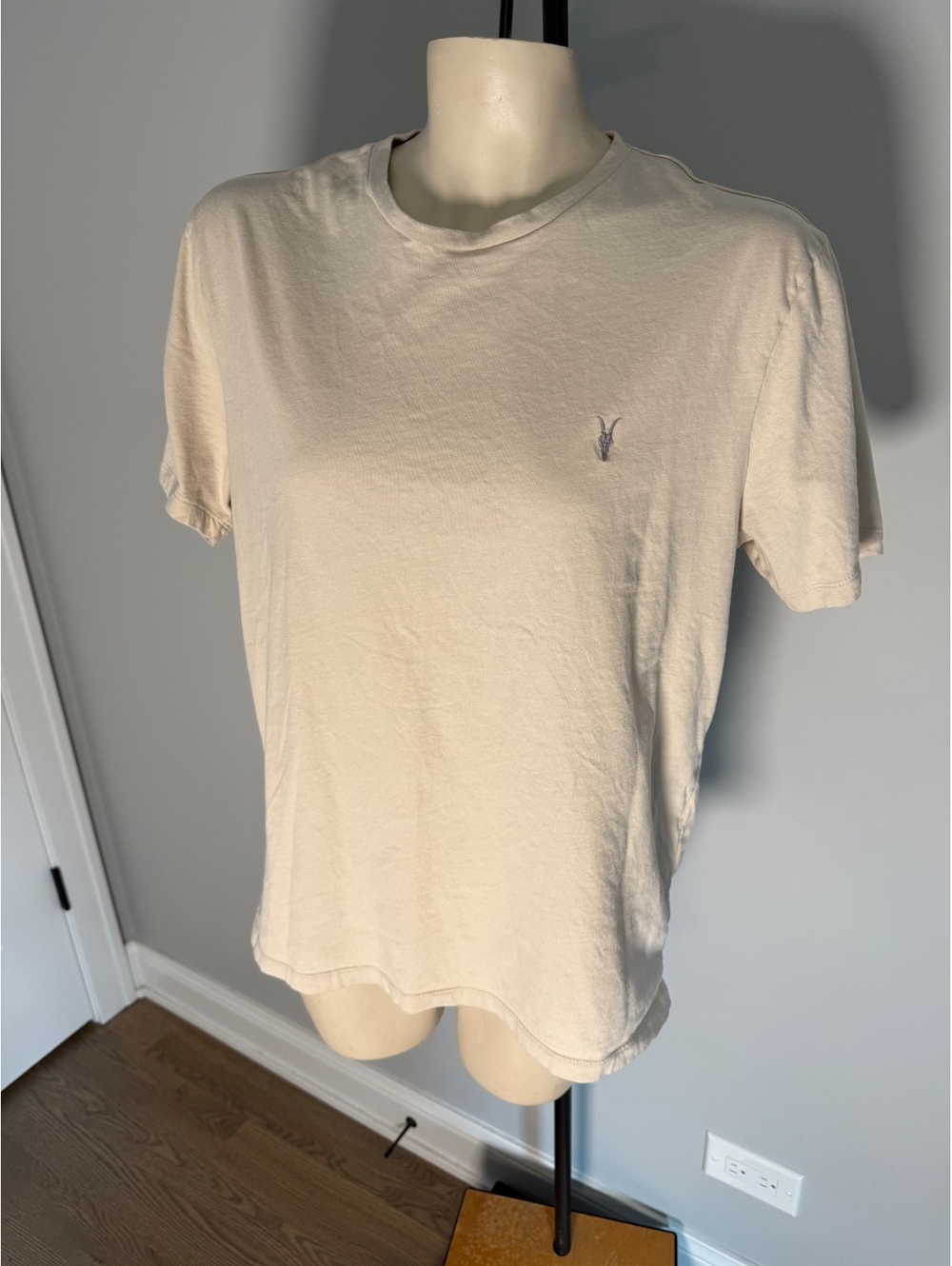 AllSaints Men's Slim Fit Organic Cotton T-Shirt Large Beige